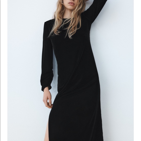 💜SOLD OUT NWT ZARA MIDI VELVET DRESS - Picture 4 of 6